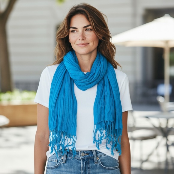 Chic Azure Women's Scarf - Picture 2 of 4